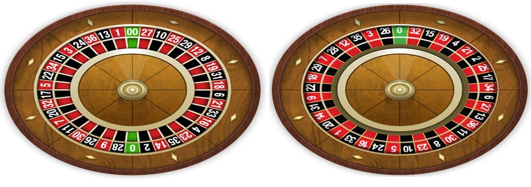 American roulette wheel vs. French roulette wheel.