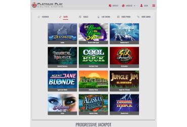 Platinum Play casino - list of slot machines.