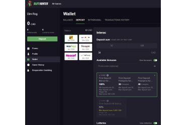 Slothunter casino - deposit methods