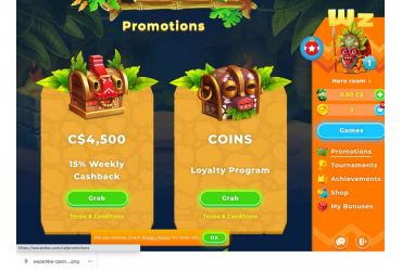 Wazamba casino – promotions page.