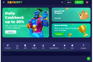 ZotaBet casino - main page