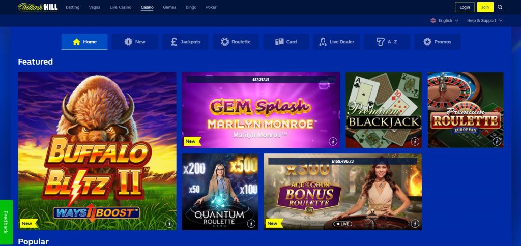 WILLIAM HILL CASINO online
